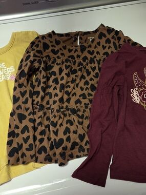 Carter's Brown Long Sleeve Heart Print Peplum Top